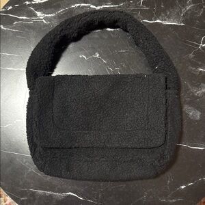 Black Fuzzy Shoulder Bag